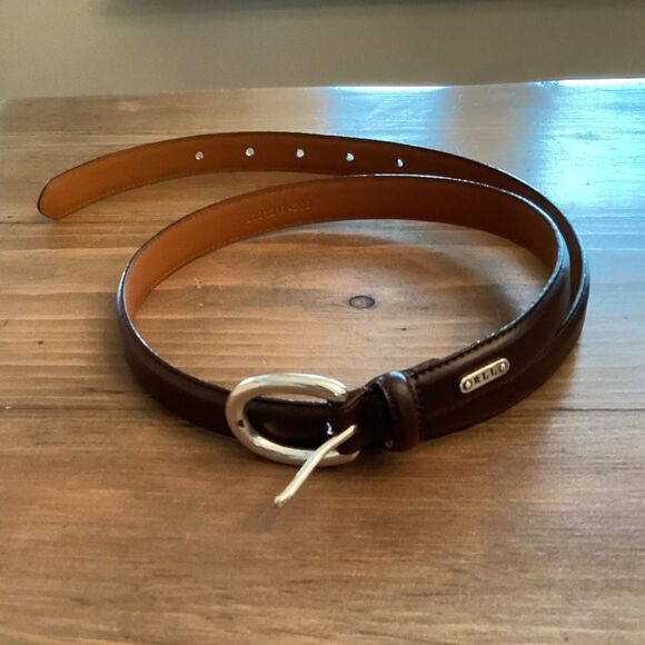 LAUREN RALPH LAUREN LARGE BROWN ITALIAN LEATHER .75\